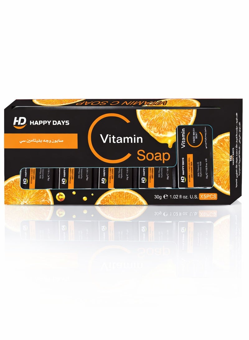 Happy Days Vitamin C Brightening Soap – Deep Cleansing Facial & Body Soap with Antioxidant Vitamin C for Radiant, Even-Tone Skin (5 Bars Pack) - Image 1